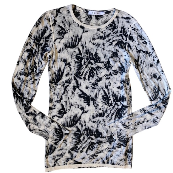 KOKUN NYC Bamboo Cashmere Top Crewneck Long Sleeve Lightweight Granite Pattern - Picture 4 of 8